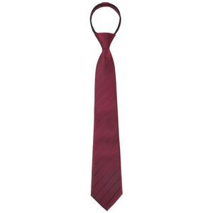 Zipper Tie Pre-Tied Patterned Necktie Adjustable Neck Ties Wine Red -2